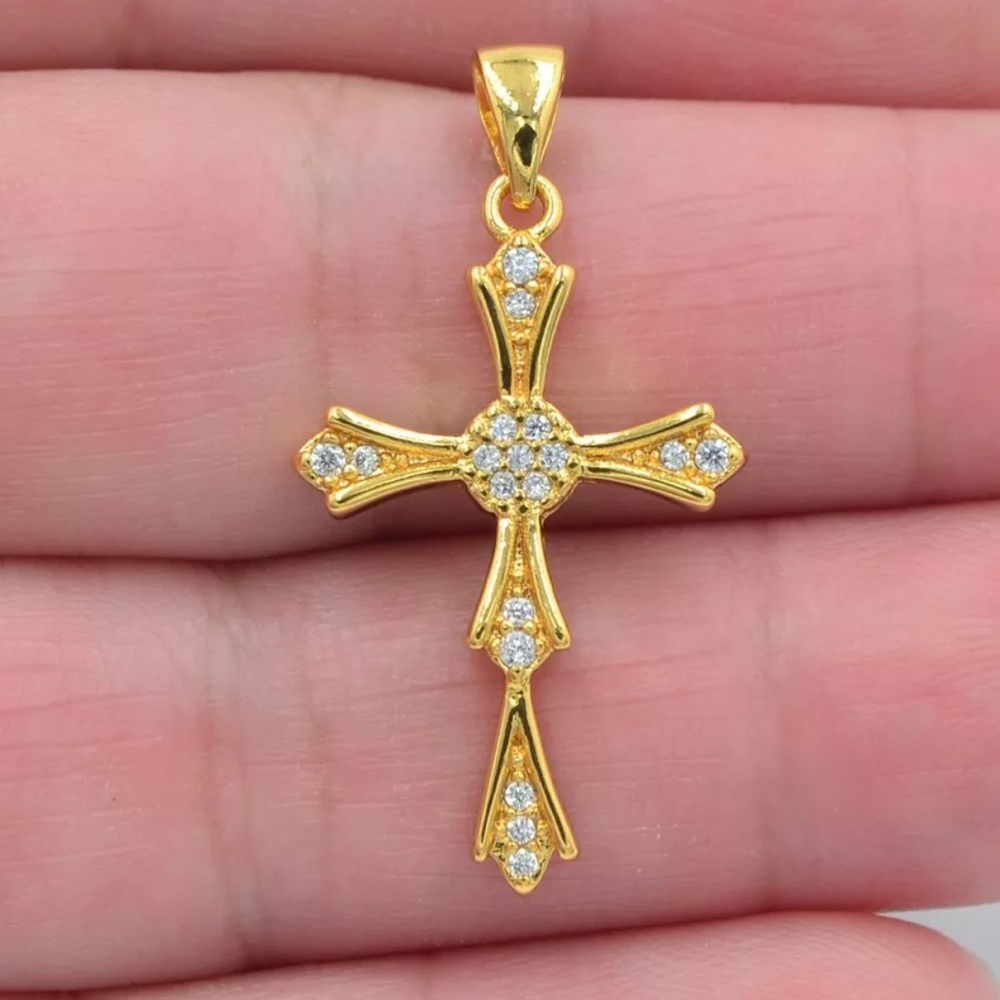18K yellow gold filled cross pendant